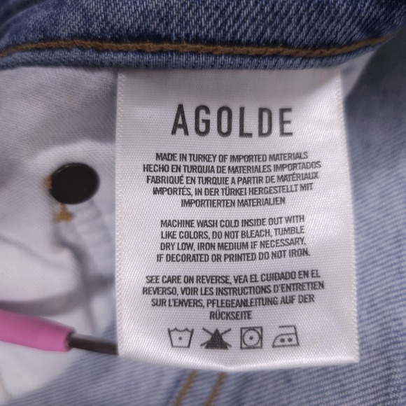 AGOLDE Riley Jeans Womens 26 Blue High Rise Crop Straight Distressed Button Fly - Picture 5 of 12